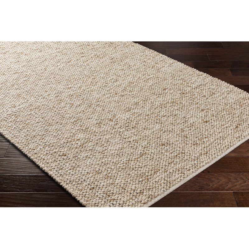 Laurel Foundry Modern Farmhouse Wiltz Solid Color Flatweave Wool Area Rug in Beige/Black/Brown